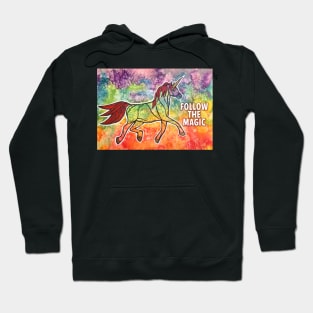 Follow the Magic. Watercolor Unicorn Illustration. Hoodie